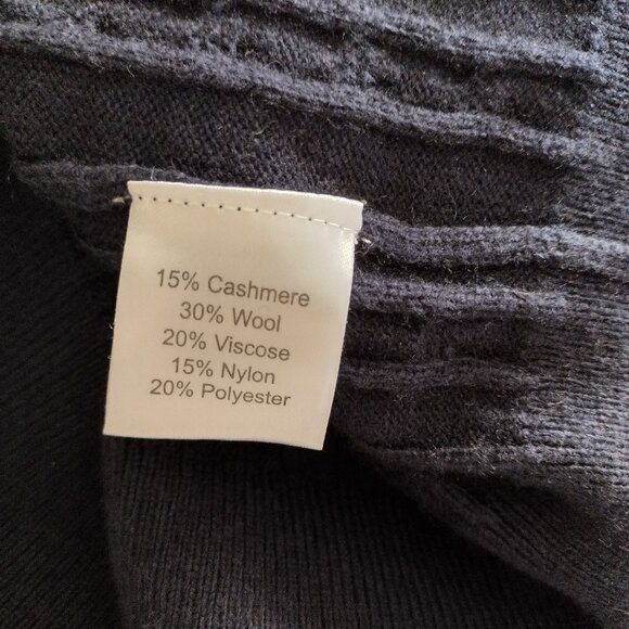 Kallspin 2XL Tall Cashmere Blend Cable Knit Turtleneck Sweater Men’s Luxury Navy - Picture 6 of 7